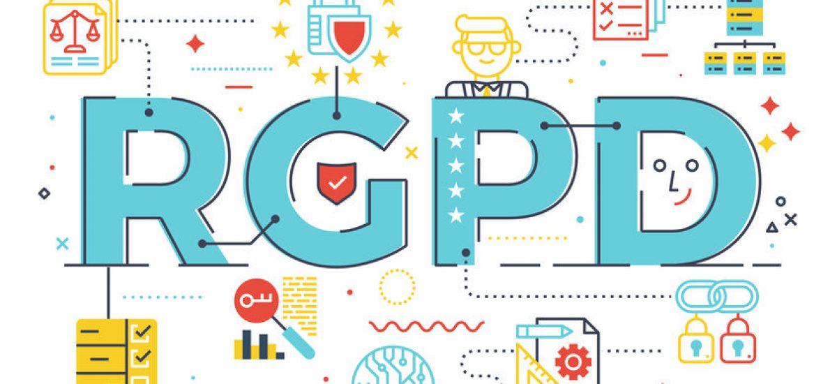 European GDPR (General Data Protection Regulation) word concept  illustration in Spanish abbreviation (RGPD)