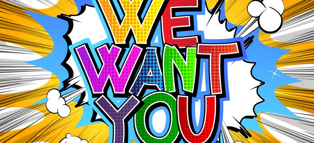 We Want You - Comic book style word.